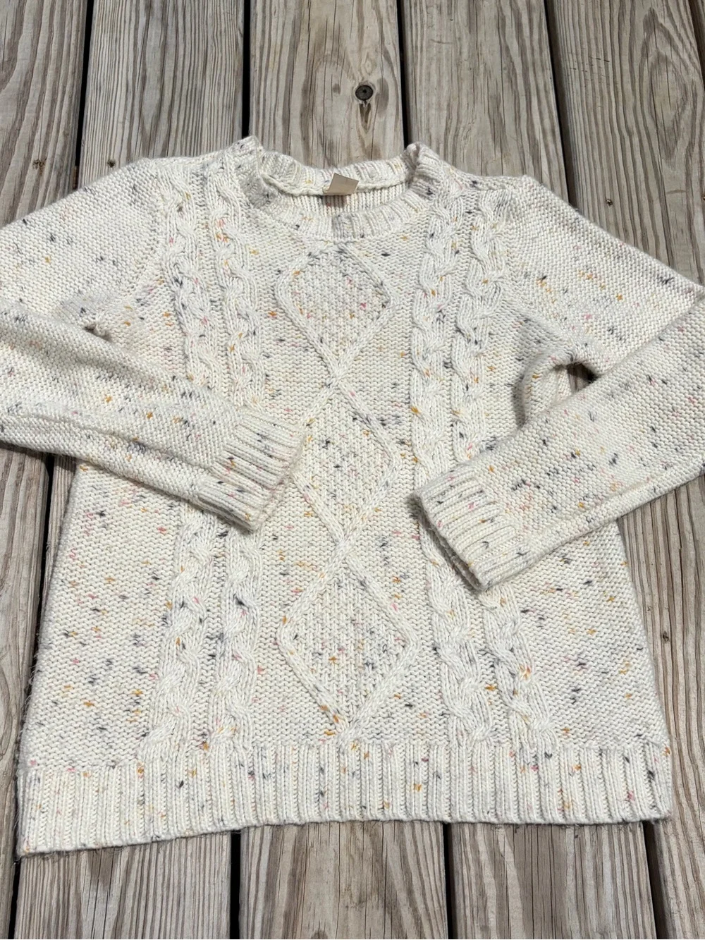 OshKosh B'gosh cream colorful spotted knit pullover crew girls sweater SIZE 14